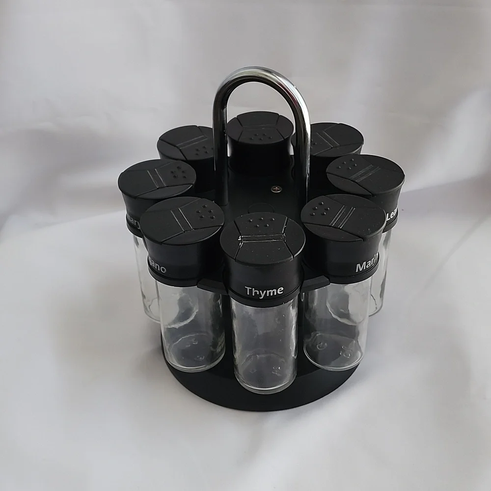 Spice Rack with 8 Jars, metal rotating carousel